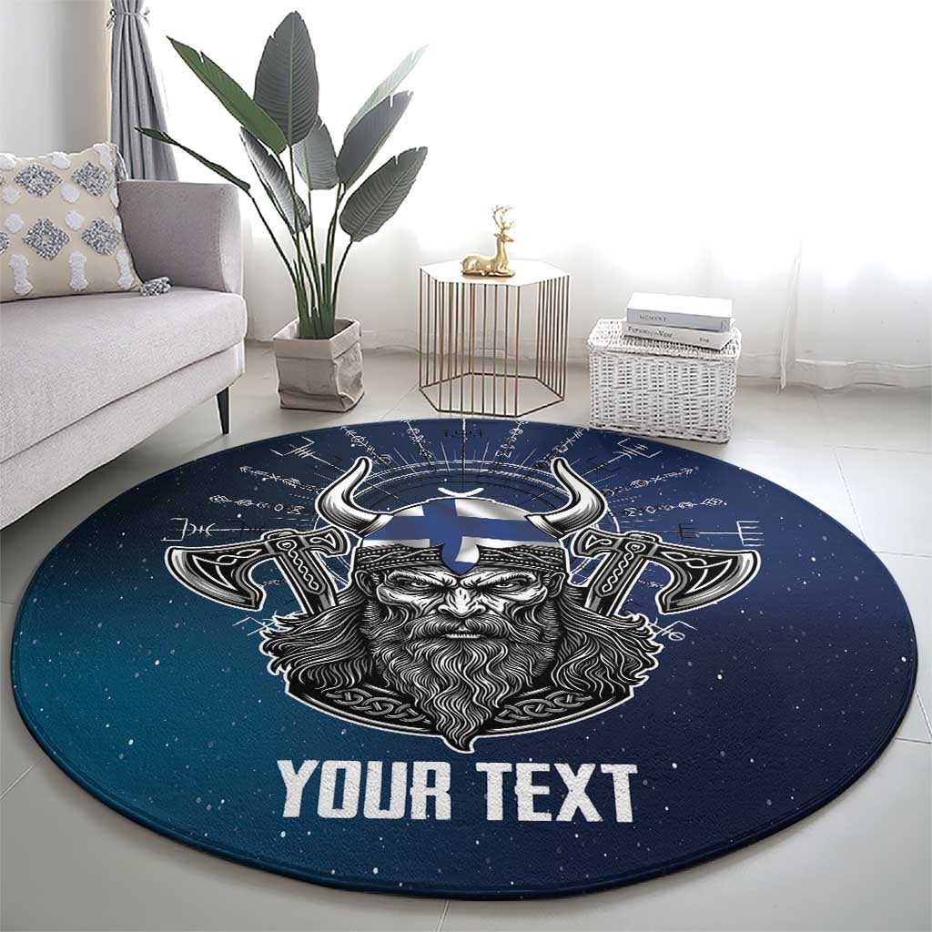 Personalized Finland Drakkar Vikings Round Carpet Suomi Viking Warrior