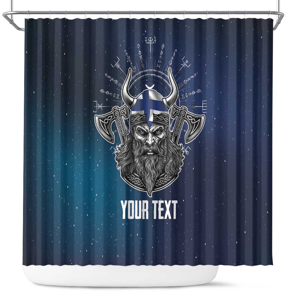 Personalized Finland Drakkar Vikings Shower Curtain Suomi Viking Warrior