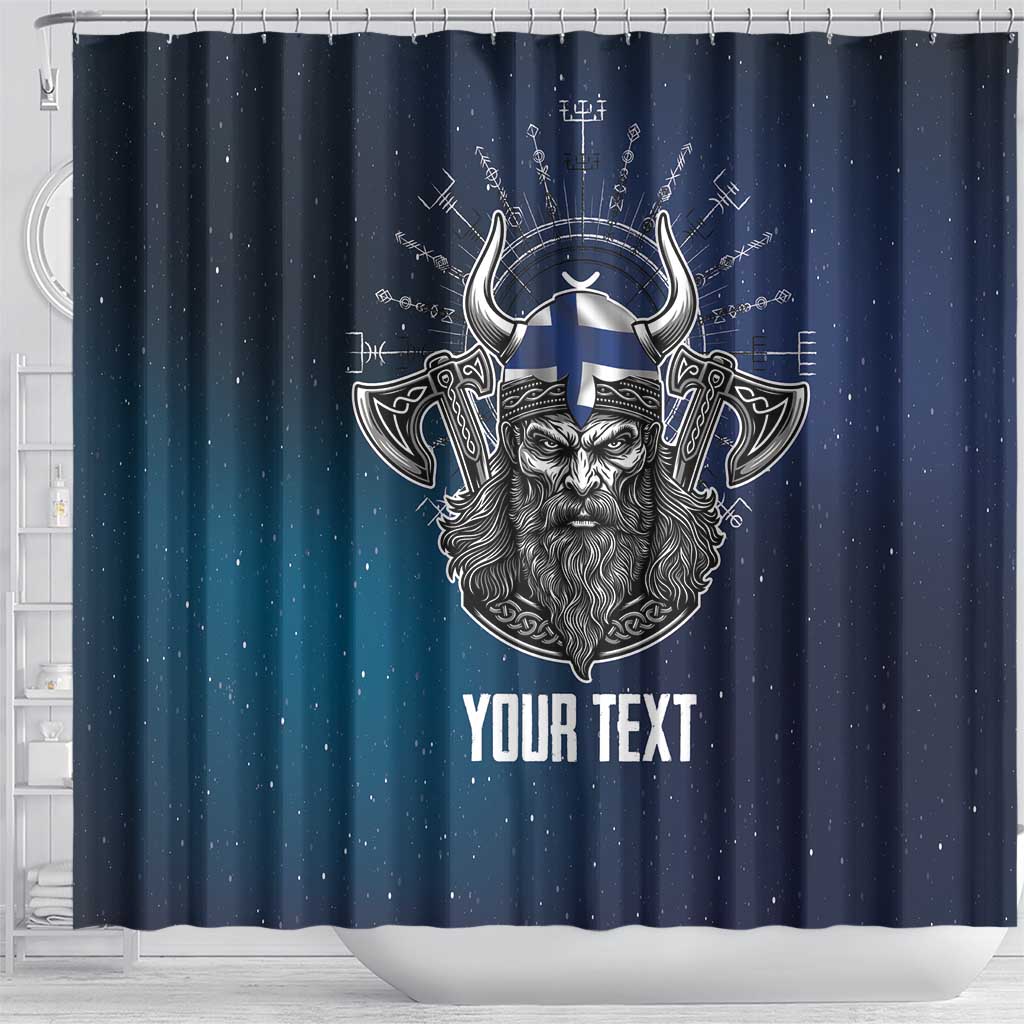 Personalized Finland Drakkar Vikings Shower Curtain Suomi Viking Warrior