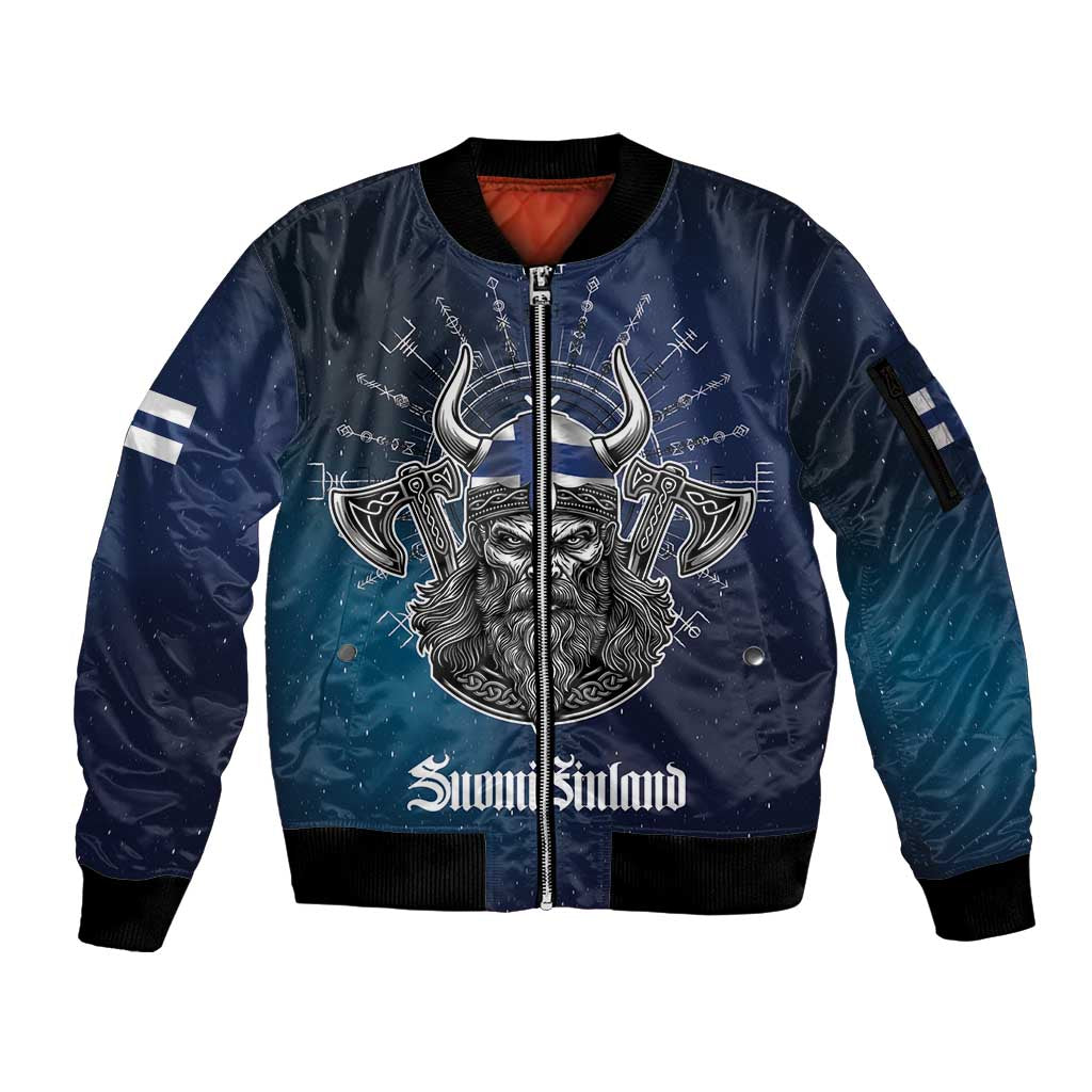 Personalized Finland Drakkar Vikings Sleeve Zip Bomber Jacket Suomi Viking Warrior