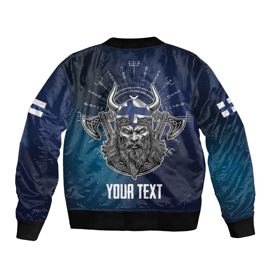 Personalized Finland Drakkar Vikings Sleeve Zip Bomber Jacket Suomi Viking Warrior