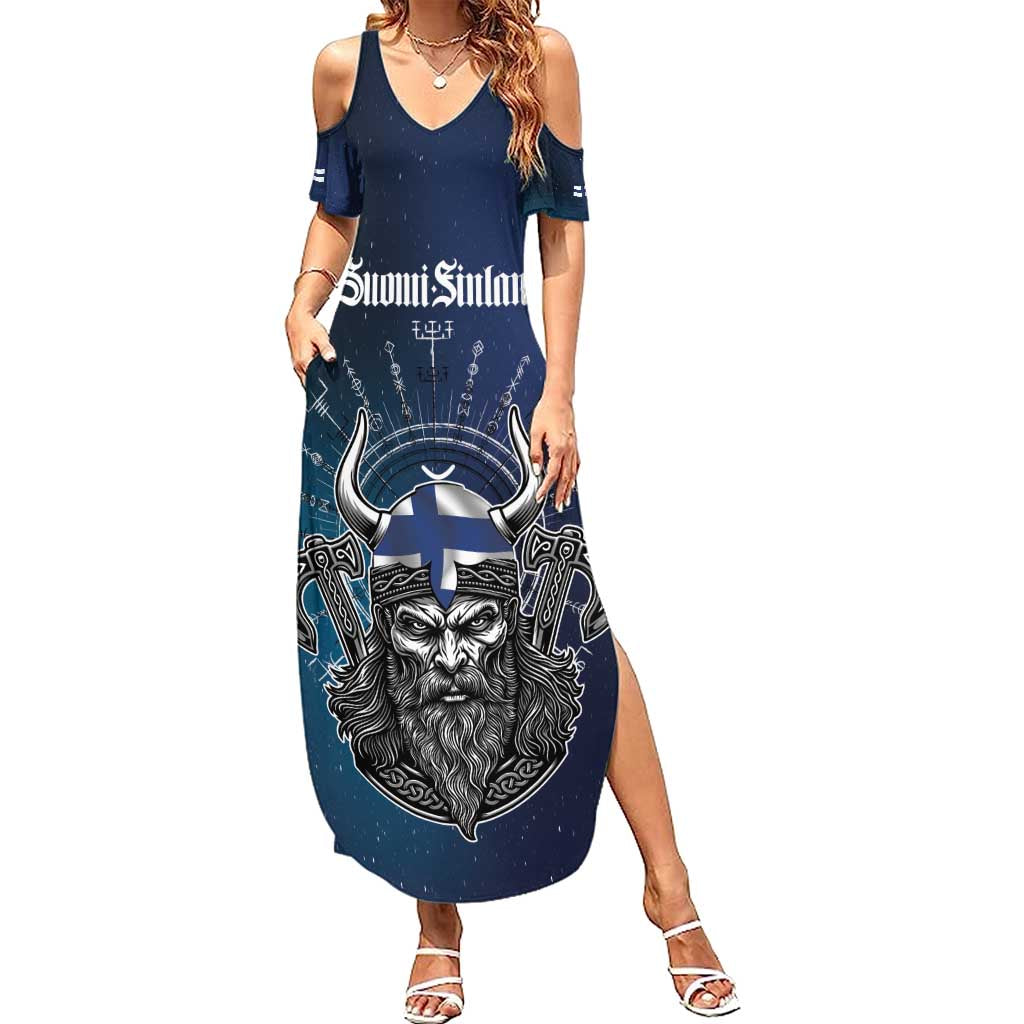 Personalized Finland Drakkar Vikings Summer Maxi Dress Suomi Viking Warrior