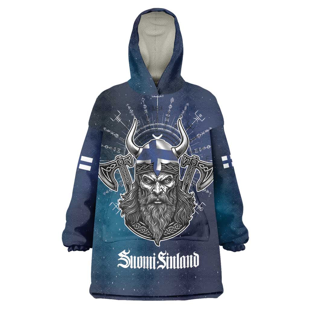Personalized Finland Drakkar Vikings Wearable Blanket Hoodie Suomi Viking Warrior