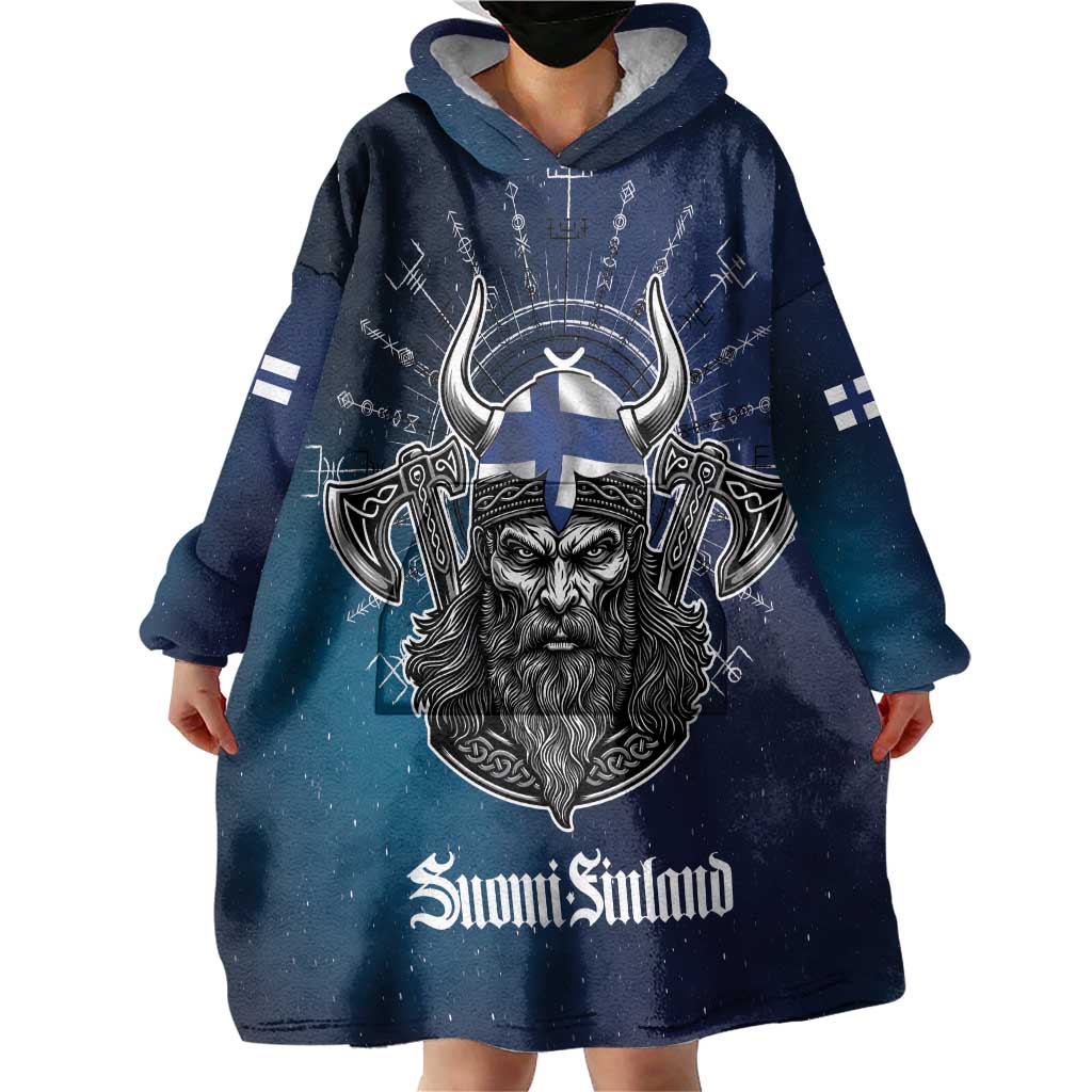 Personalized Finland Drakkar Vikings Wearable Blanket Hoodie Suomi Viking Warrior