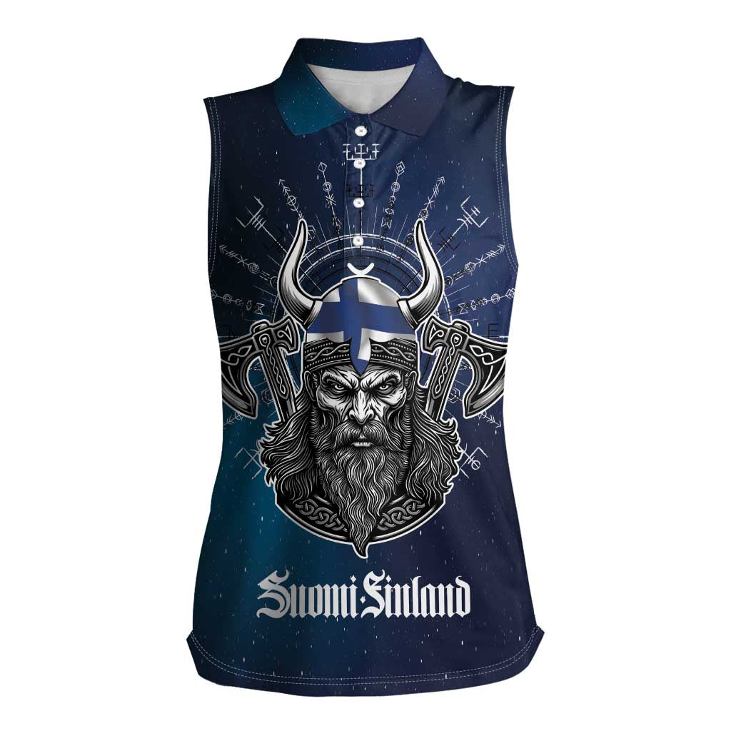 Personalized Finland Drakkar Vikings Women Sleeveless Polo Shirt Suomi Viking Warrior