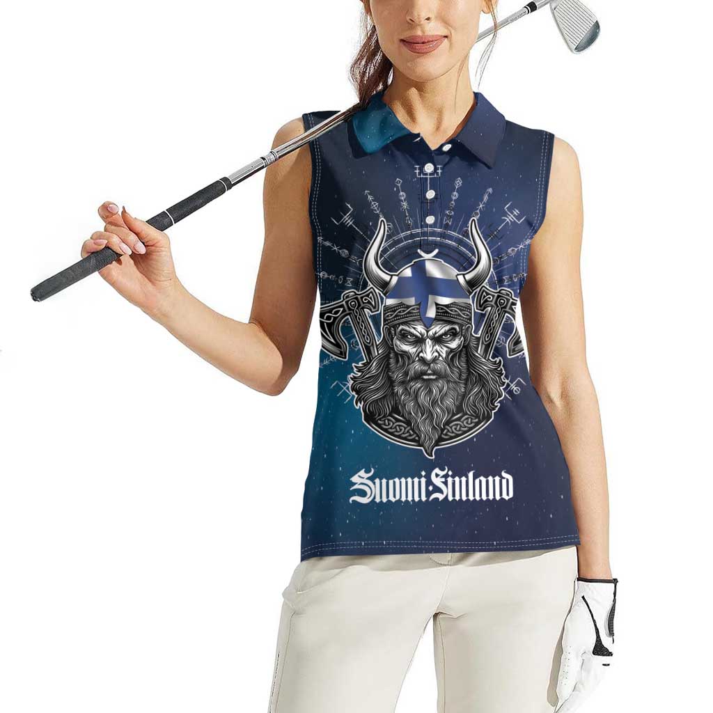 Personalized Finland Drakkar Vikings Women Sleeveless Polo Shirt Suomi Viking Warrior