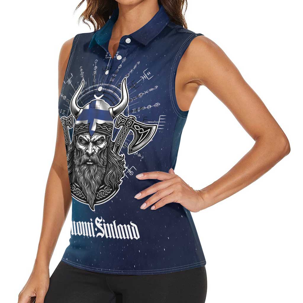Personalized Finland Drakkar Vikings Women Sleeveless Polo Shirt Suomi Viking Warrior