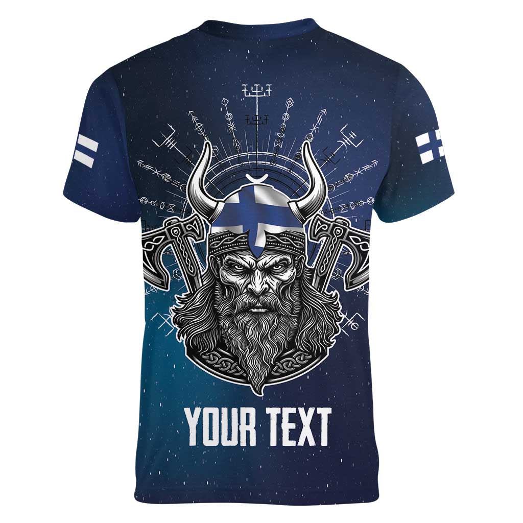 Personalized Finland Drakkar Vikings Women V-Neck T-Shirt Suomi Viking Warrior