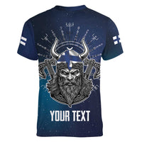 Personalized Finland Drakkar Vikings Women V-Neck T-Shirt Suomi Viking Warrior