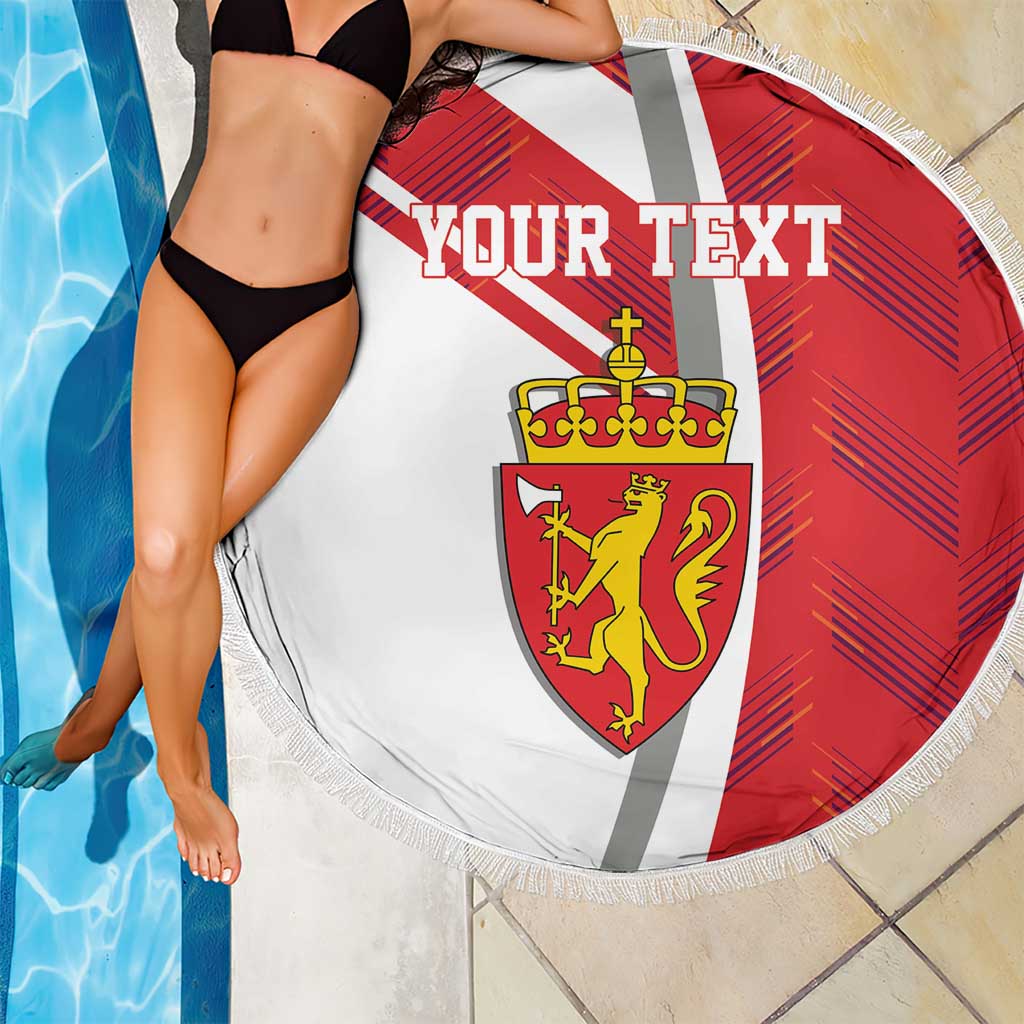 Personalized Norway Coat of Arms Beach Blanket Golden Lion