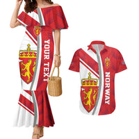 Personalized Norway Coat of Arms Couples Matching Mermaid Dress and Hawaiian Shirt Golden Lion