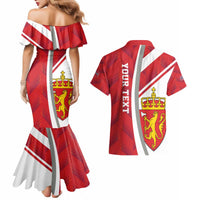 Personalized Norway Coat of Arms Couples Matching Mermaid Dress and Hawaiian Shirt Golden Lion