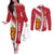 Personalized Norway Coat of Arms Couples Matching Off The Shoulder Long Sleeve Dress and Long Sleeve Button Shirt Golden Lion