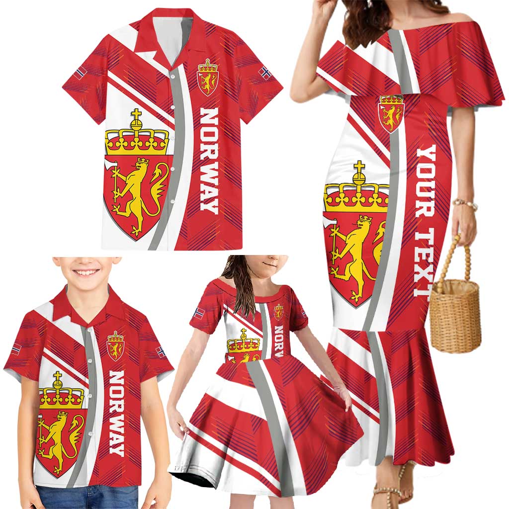 Personalized Norway Coat of Arms Family Matching Mermaid Dress and Hawaiian Shirt Golden Lion