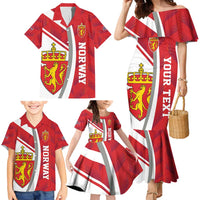 Personalized Norway Coat of Arms Family Matching Mermaid Dress and Hawaiian Shirt Golden Lion