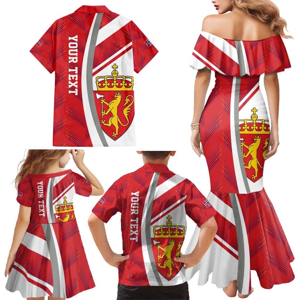 Personalized Norway Coat of Arms Family Matching Mermaid Dress and Hawaiian Shirt Golden Lion