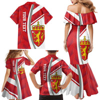 Personalized Norway Coat of Arms Family Matching Mermaid Dress and Hawaiian Shirt Golden Lion