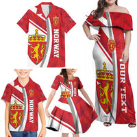 Personalized Norway Coat of Arms Family Matching Off Shoulder Maxi Dress and Hawaiian Shirt Golden Lion