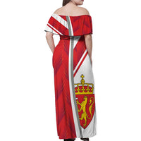 Personalized Norway Coat of Arms Family Matching Off Shoulder Maxi Dress and Hawaiian Shirt Golden Lion
