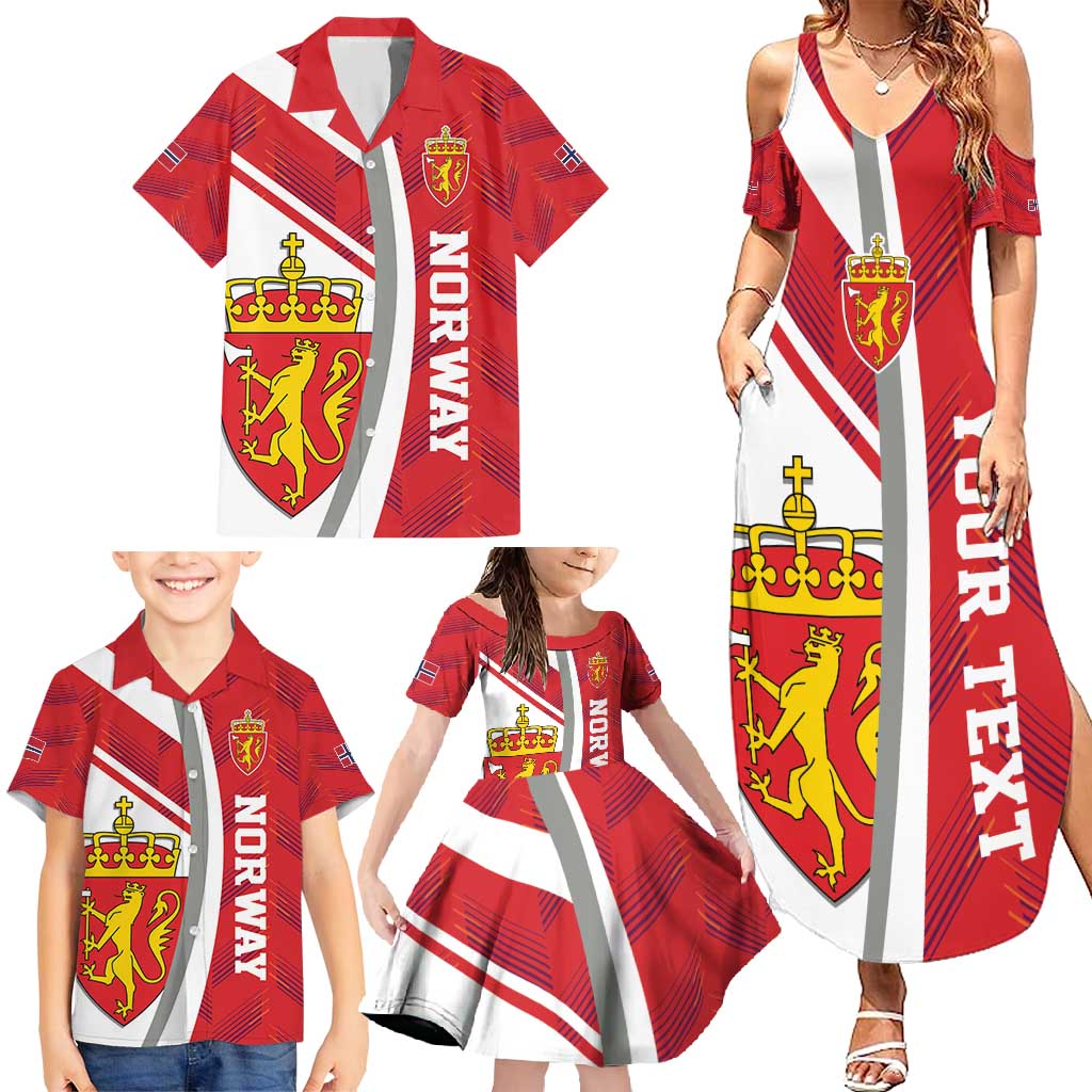 Personalized Norway Coat of Arms Family Matching Summer Maxi Dress and Hawaiian Shirt Golden Lion