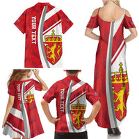Personalized Norway Coat of Arms Family Matching Summer Maxi Dress and Hawaiian Shirt Golden Lion
