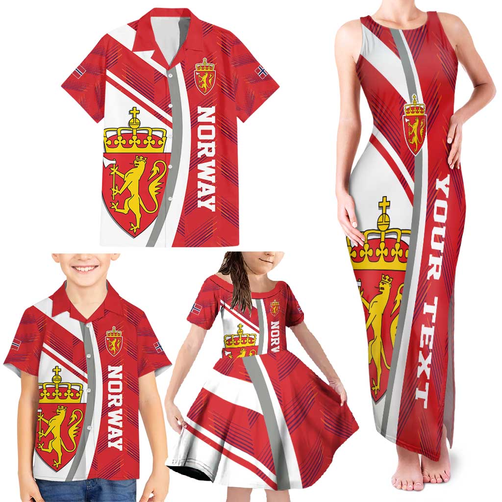 Personalized Norway Coat of Arms Family Matching Tank Maxi Dress and Hawaiian Shirt Golden Lion