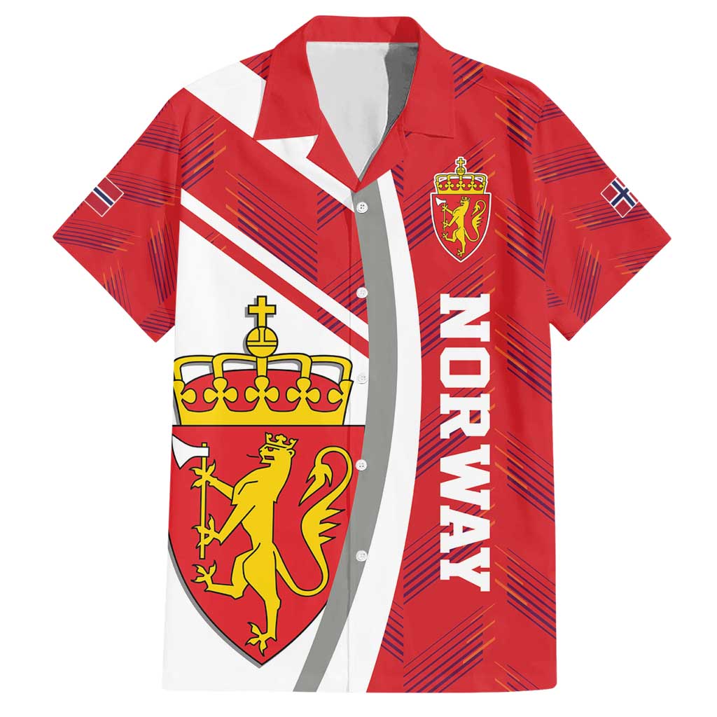 Personalized Norway Coat of Arms Hawaiian Shirt Golden Lion