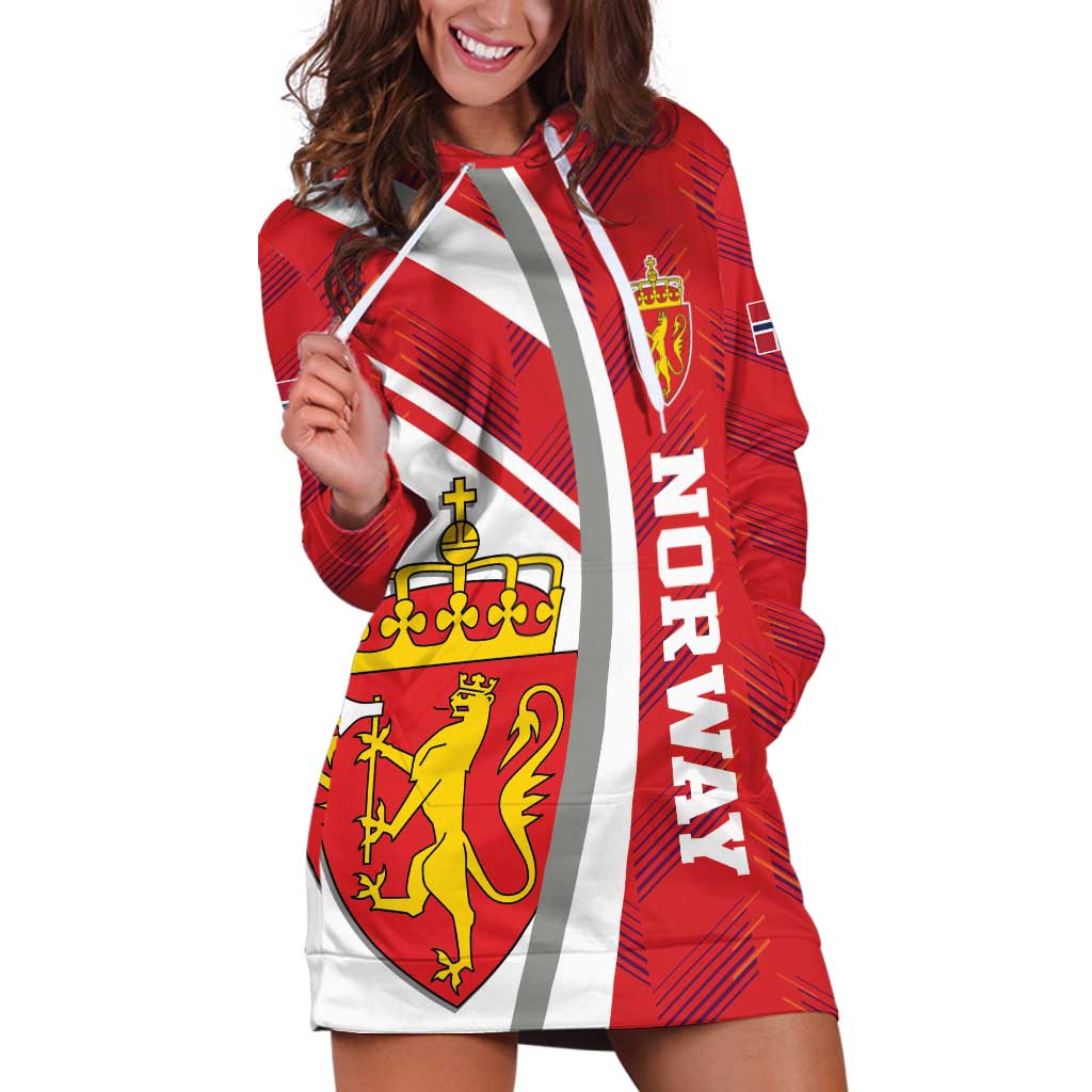Personalized Norway Coat of Arms Hoodie Dress Golden Lion