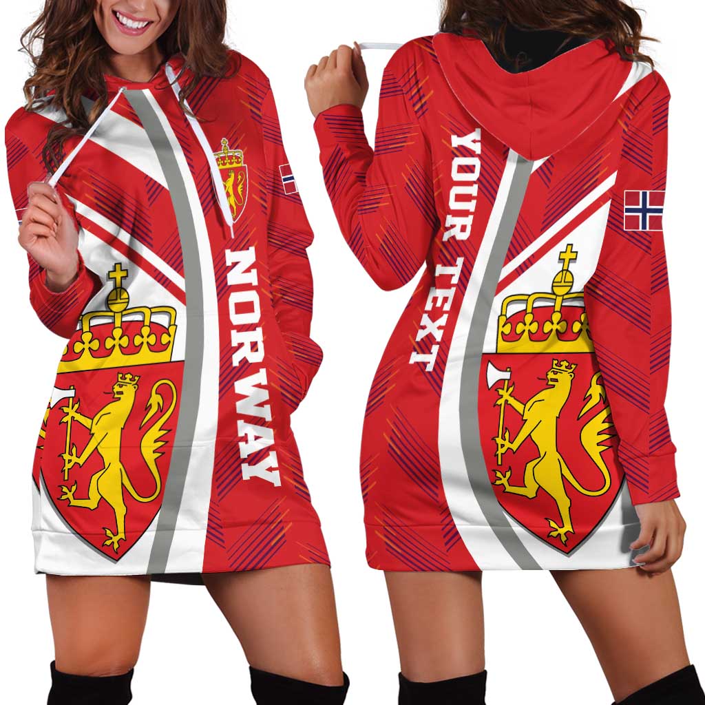 Personalized Norway Coat of Arms Hoodie Dress Golden Lion