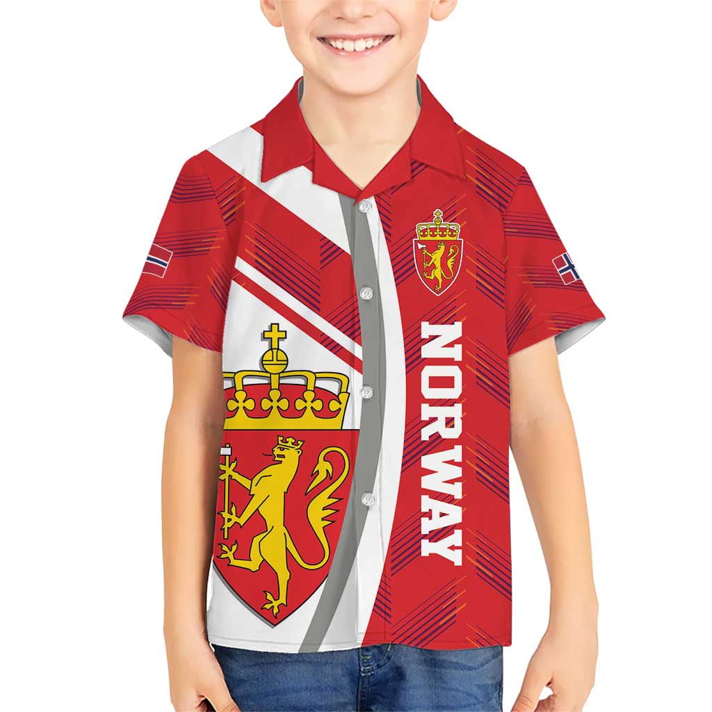 Personalized Norway Coat of Arms Kid Hawaiian Shirt Golden Lion