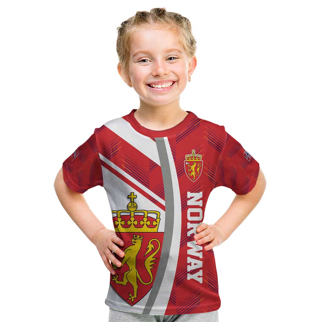 Personalized Norway Coat of Arms Kid T Shirt Golden Lion