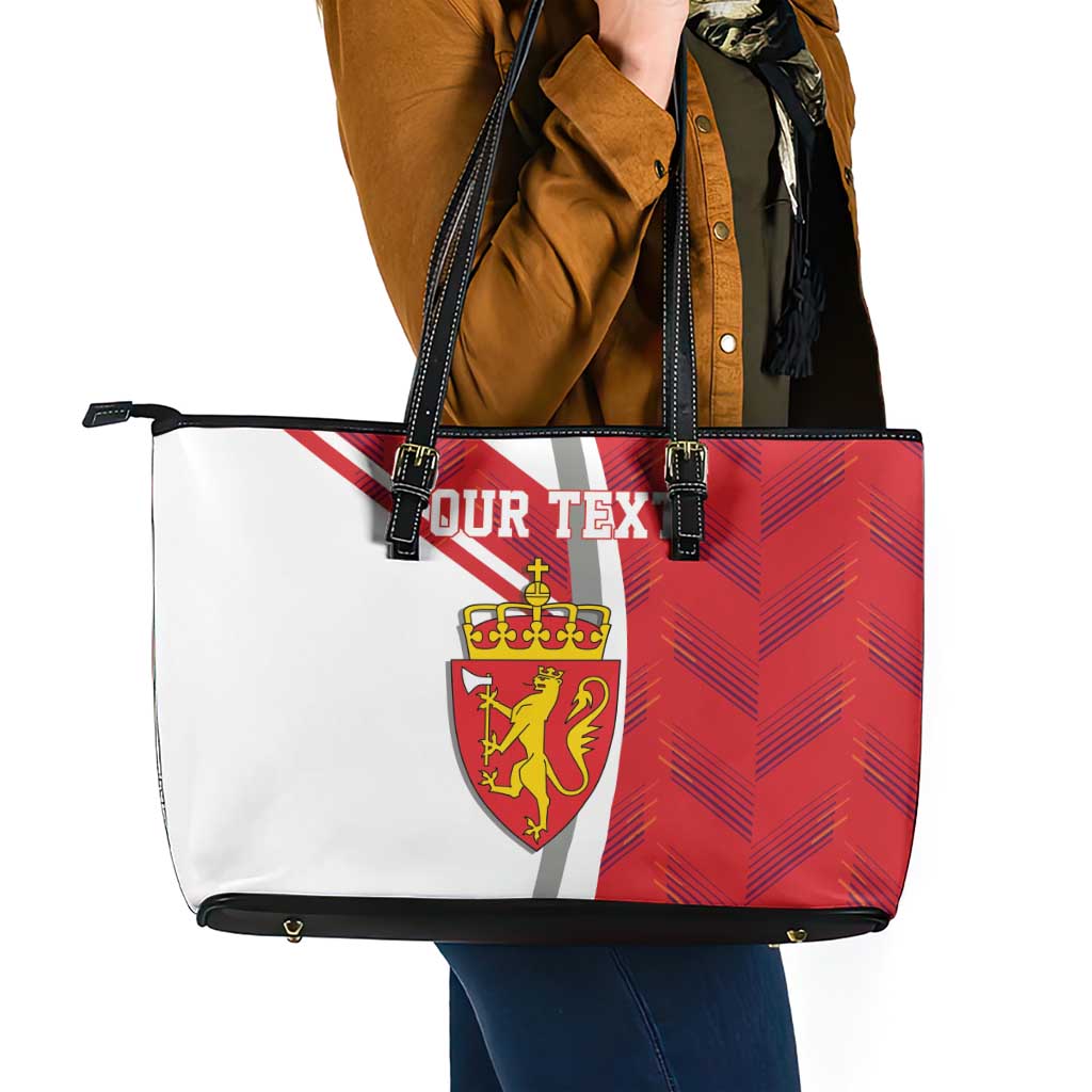 Personalized Norway Coat of Arms Leather Tote Bag Golden Lion