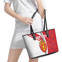 Personalized Norway Coat of Arms Leather Tote Bag Golden Lion