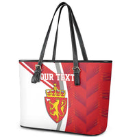 Personalized Norway Coat of Arms Leather Tote Bag Golden Lion