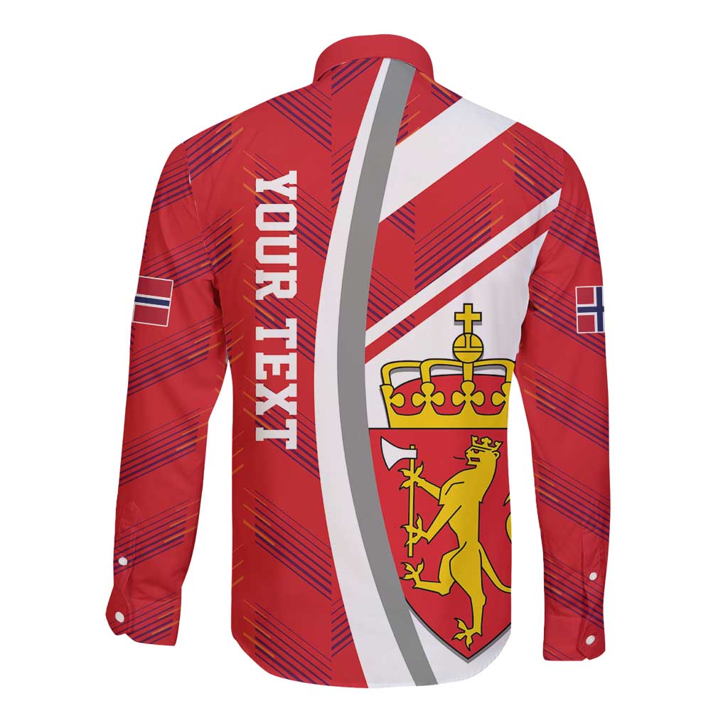Personalized Norway Coat of Arms Long Sleeve Button Shirt Golden Lion