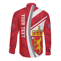 Personalized Norway Coat of Arms Long Sleeve Button Shirt Golden Lion