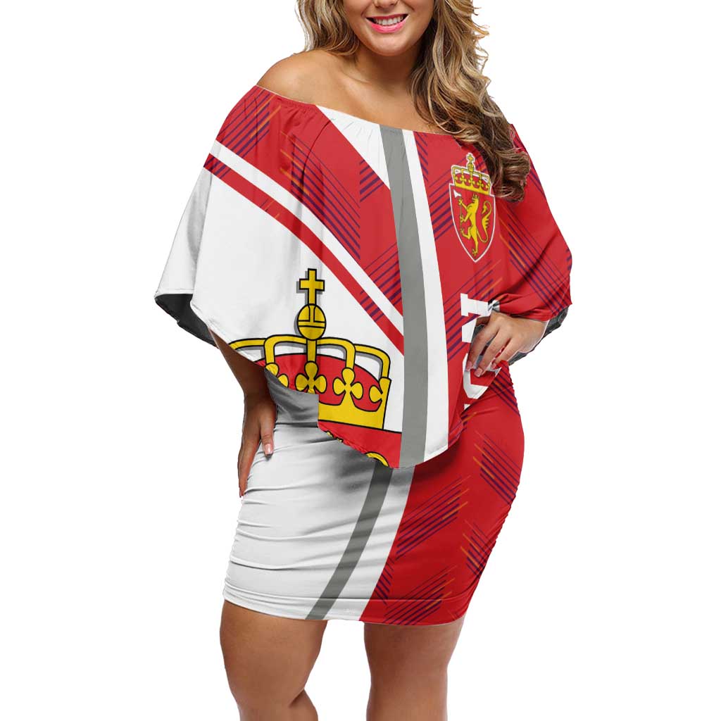 Personalized Norway Coat of Arms Off Shoulder Short Dress Golden Lion