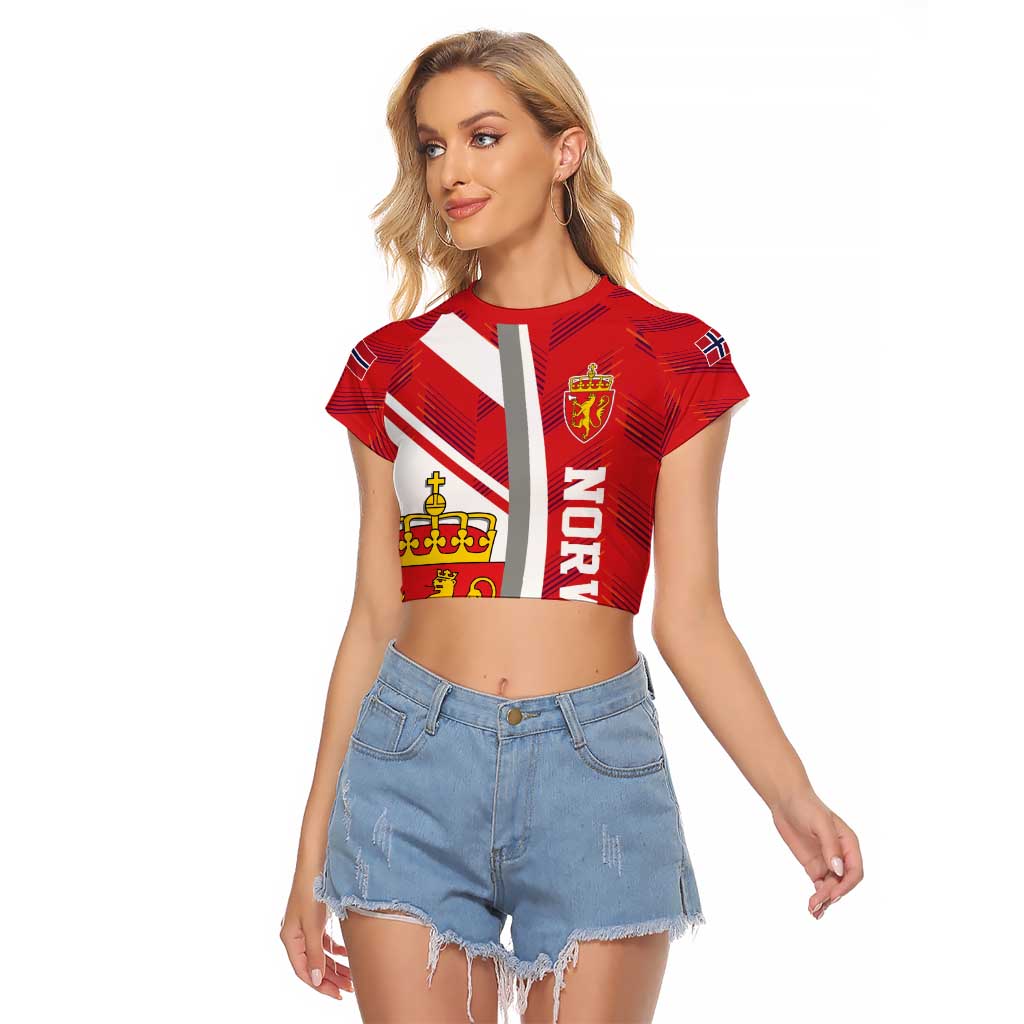 Personalized Norway Coat of Arms Raglan Cropped T Shirt Golden Lion