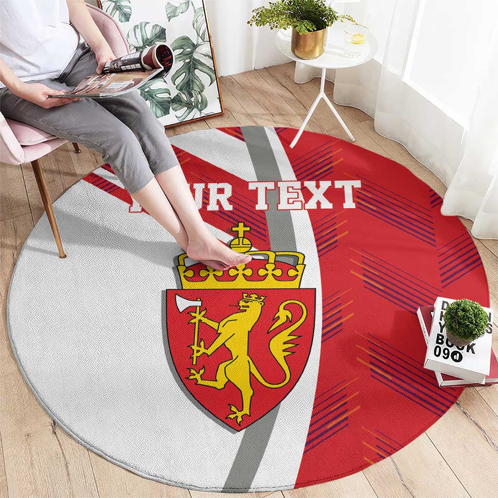 Personalized Norway Coat of Arms Round Carpet Golden Lion