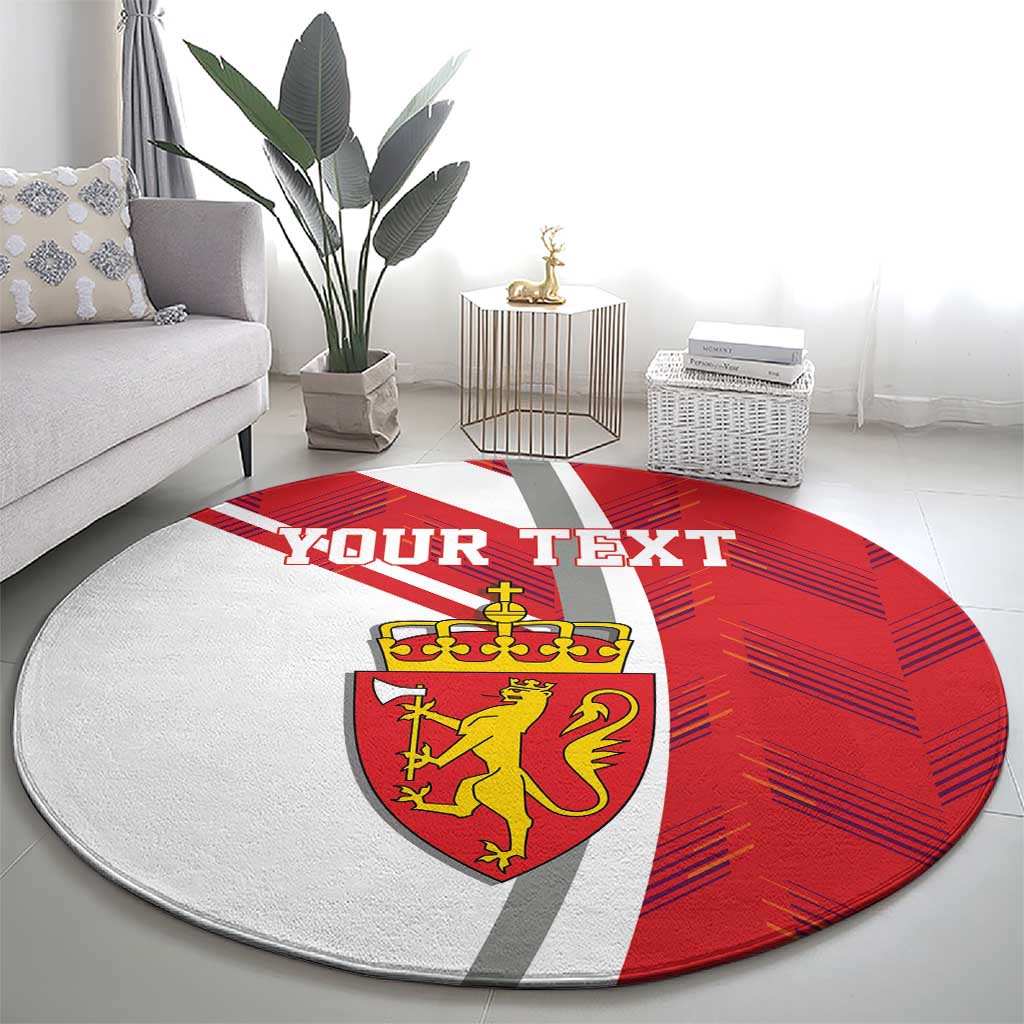 Personalized Norway Coat of Arms Round Carpet Golden Lion