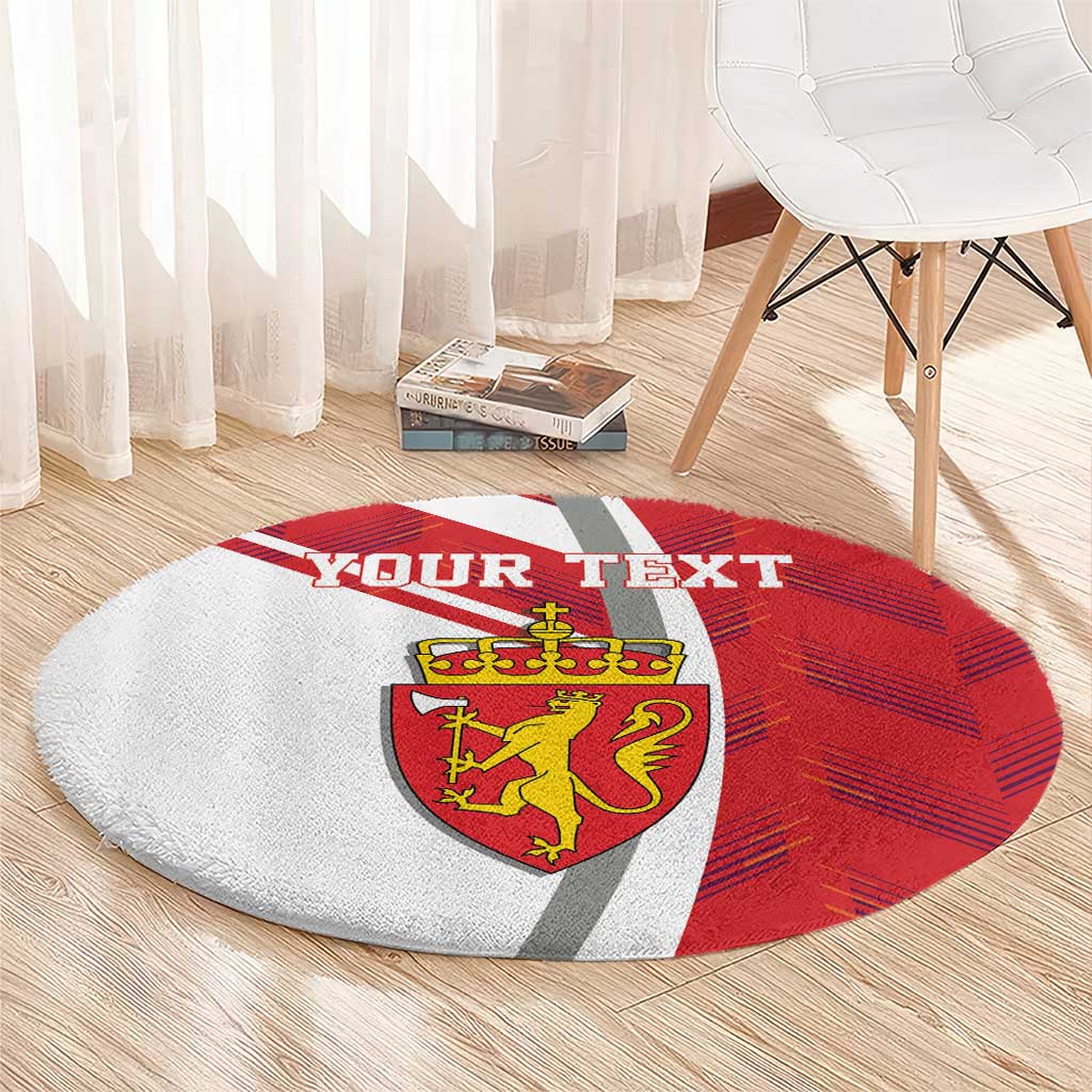 Personalized Norway Coat of Arms Round Carpet Golden Lion