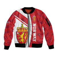 Personalized Norway Coat of Arms Sleeve Zip Bomber Jacket Golden Lion