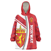 Personalized Norway Coat of Arms Wearable Blanket Hoodie Golden Lion