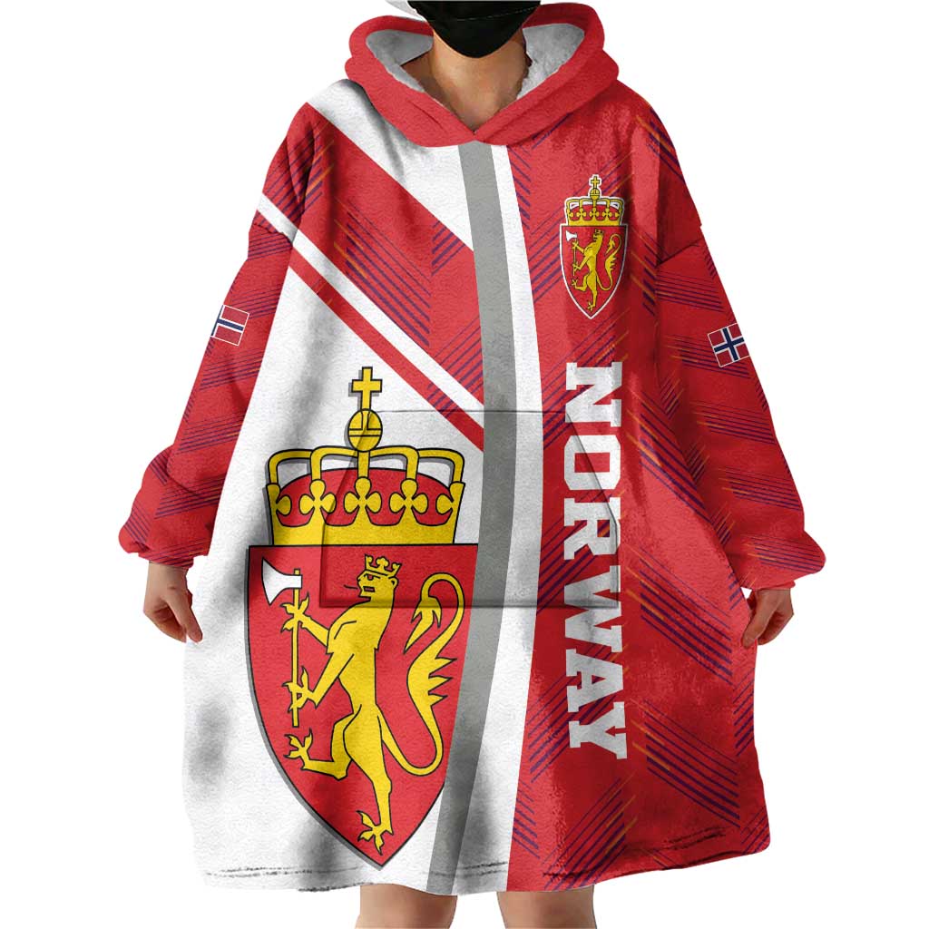 Personalized Norway Coat of Arms Wearable Blanket Hoodie Golden Lion