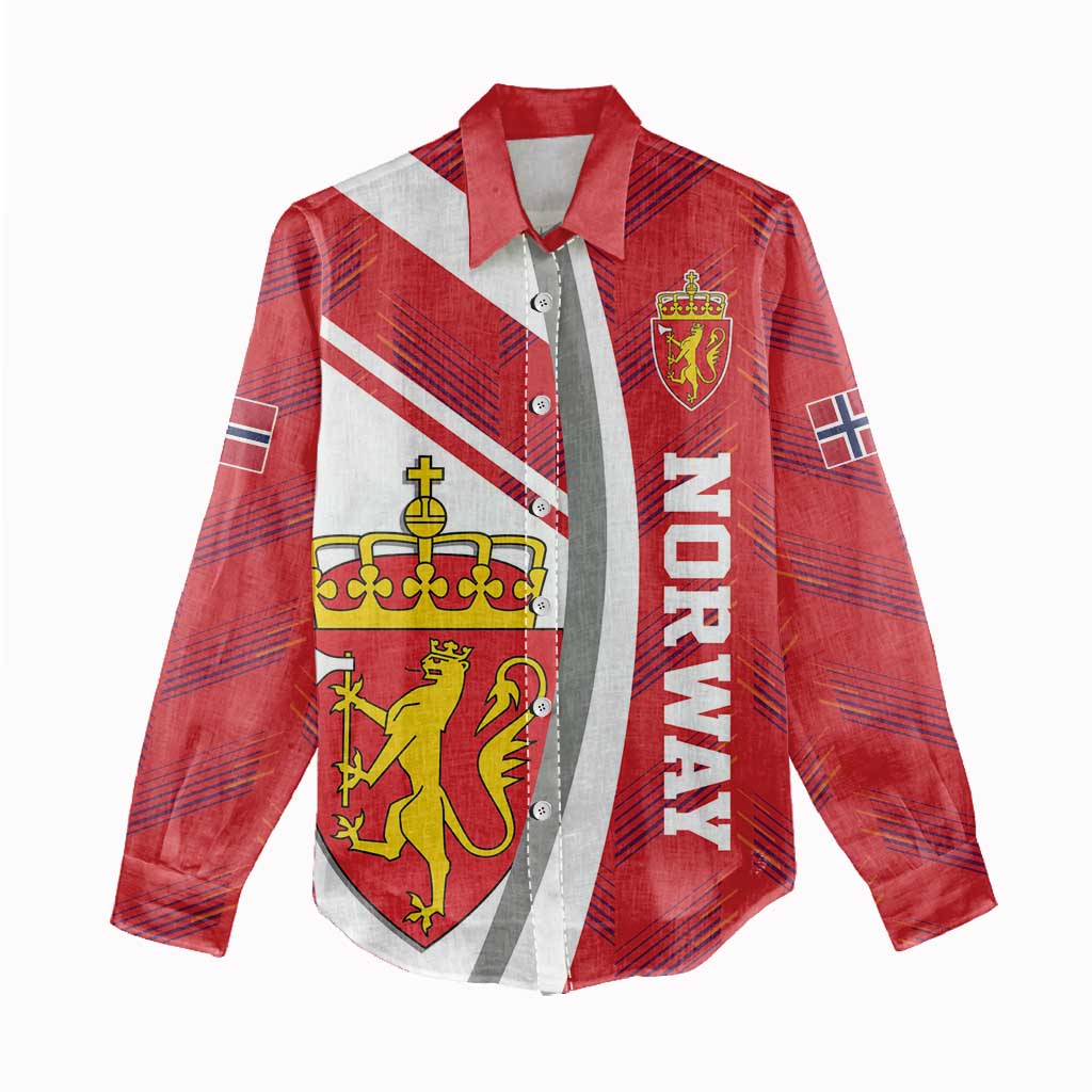 Personalized Norway Coat of Arms Women Casual Shirt Golden Lion