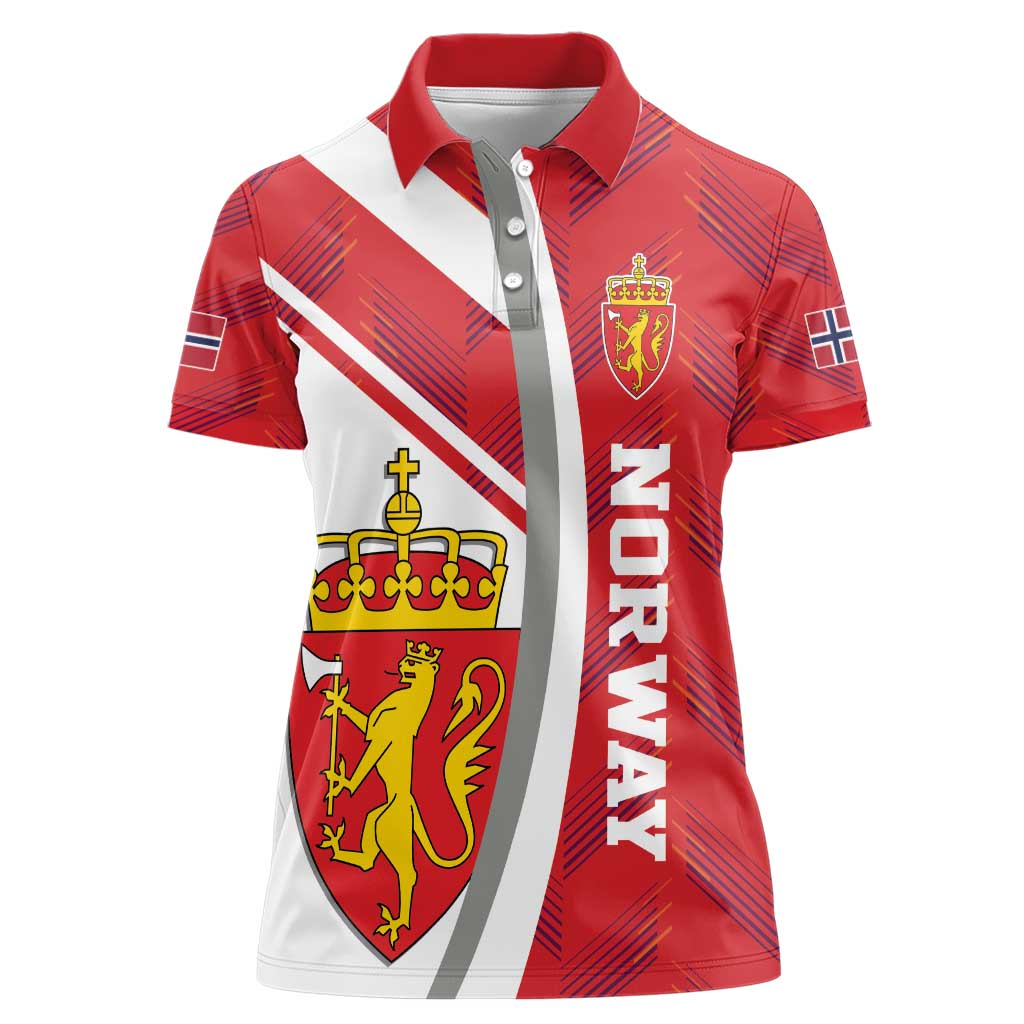 Personalized Norway Coat of Arms Women Polo Shirt Golden Lion