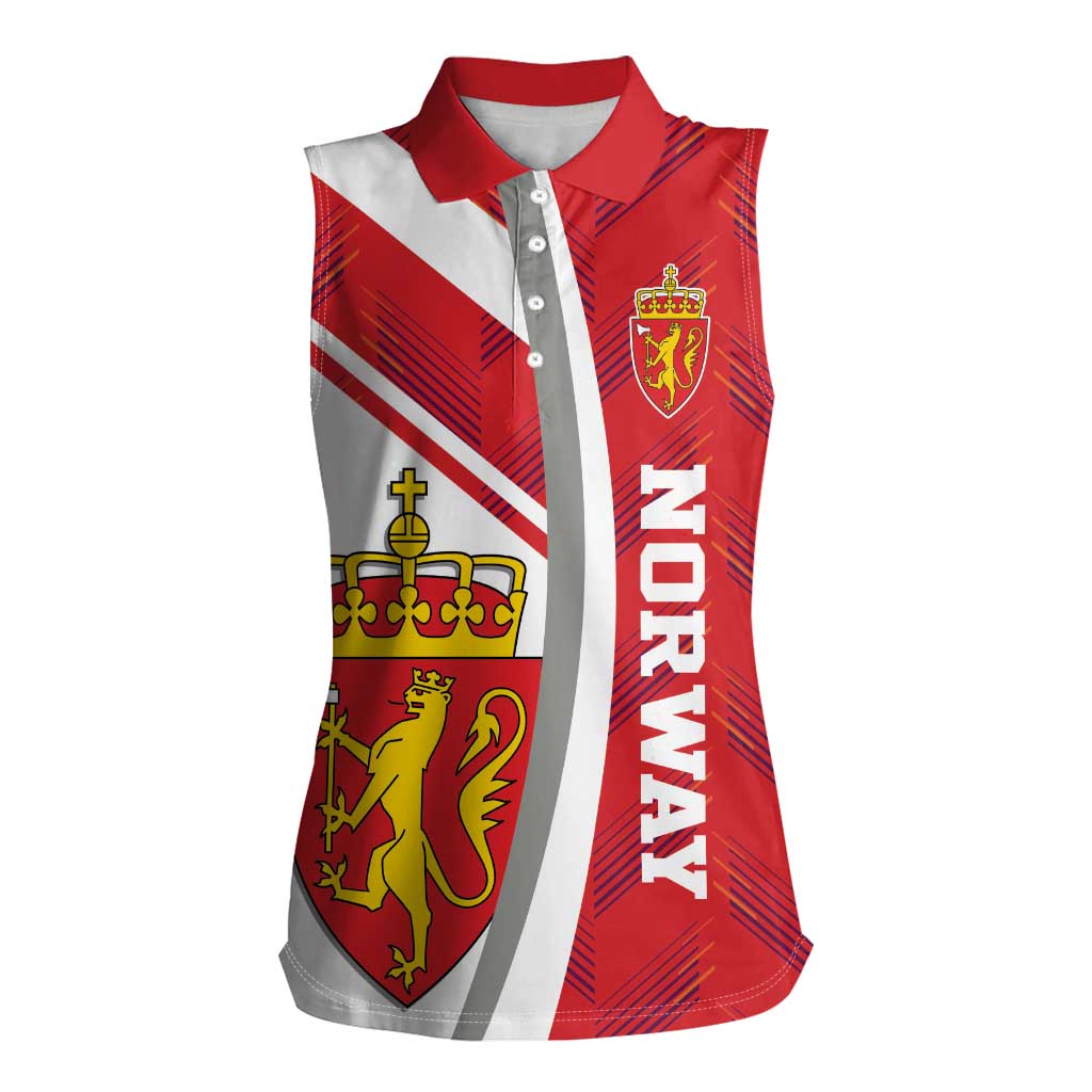 Personalized Norway Coat of Arms Women Sleeveless Polo Shirt Golden Lion