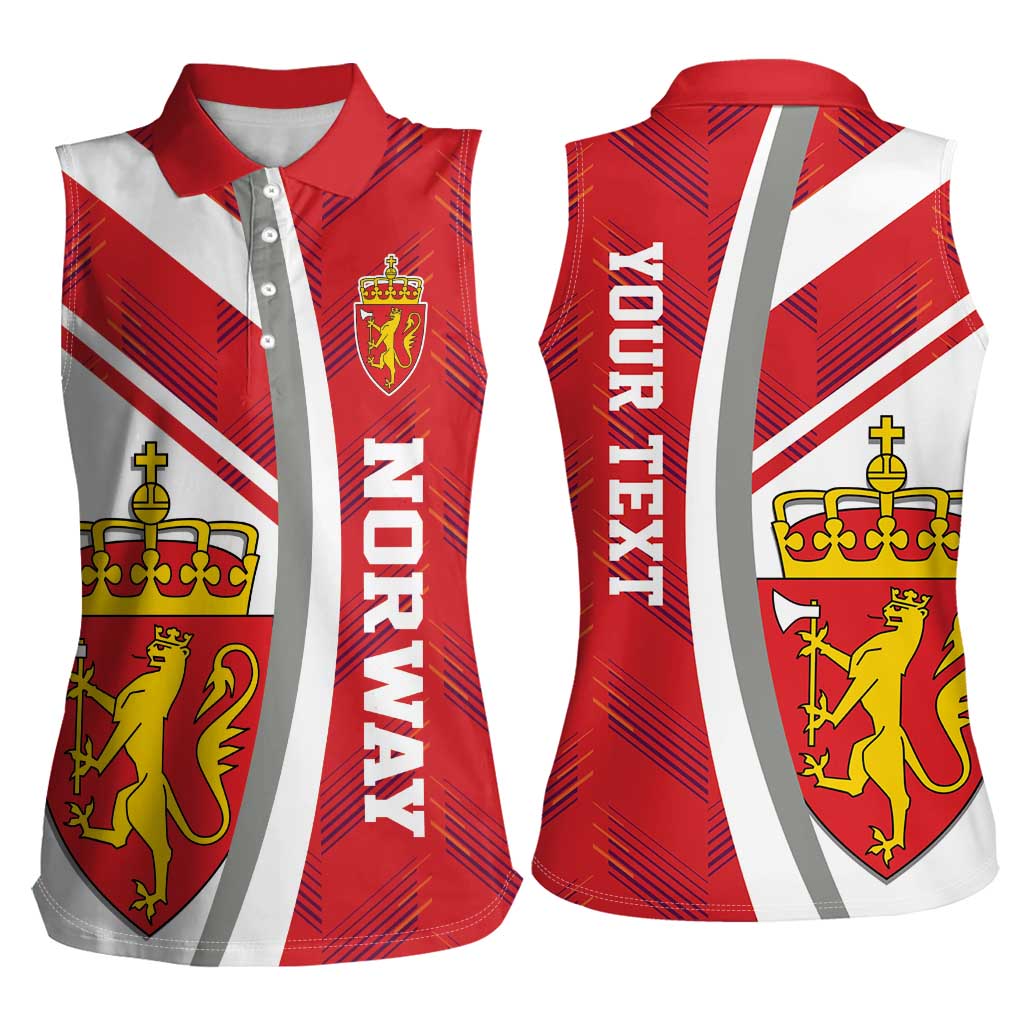 Personalized Norway Coat of Arms Women Sleeveless Polo Shirt Golden Lion