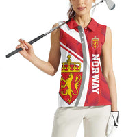 Personalized Norway Coat of Arms Women Sleeveless Polo Shirt Golden Lion