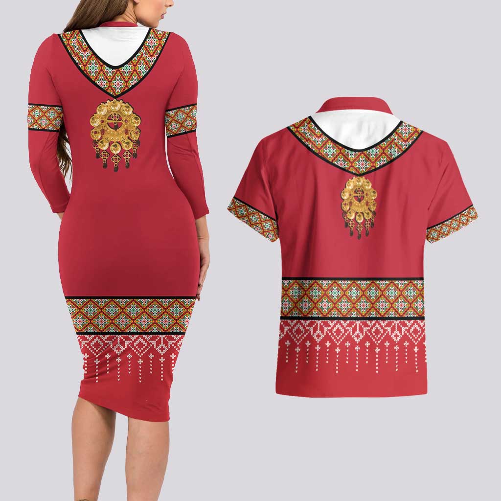 Norway Constitution Day Couples Matching Long Sleeve Bodycon Dress and Hawaiian Shirt Norwegian bunads